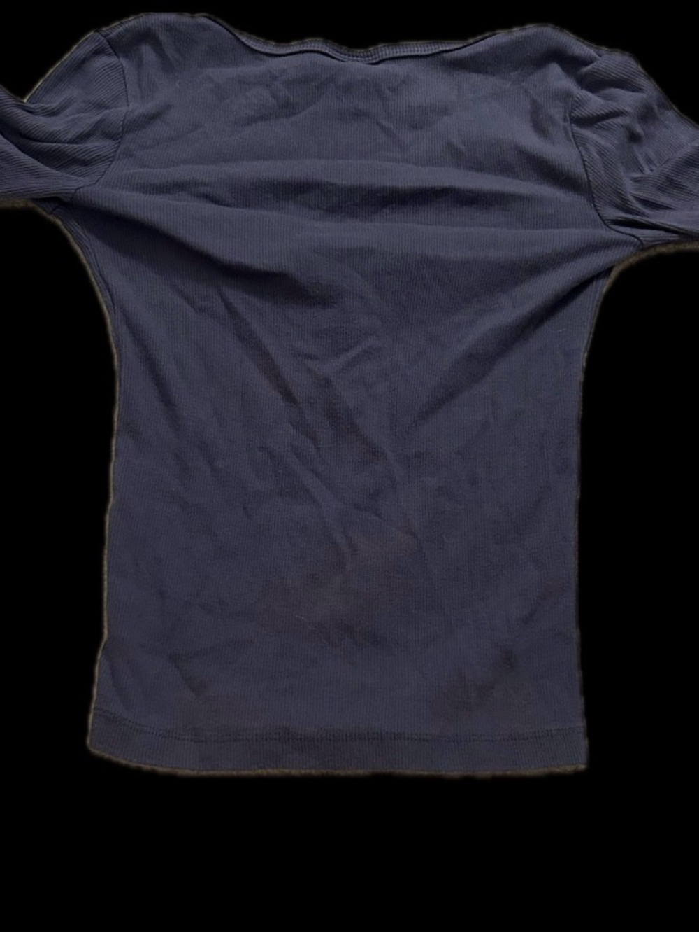 Harlow Navy Ribbed Scoop Neck Henley Long Sleeve Top - Picture 2 of 3
